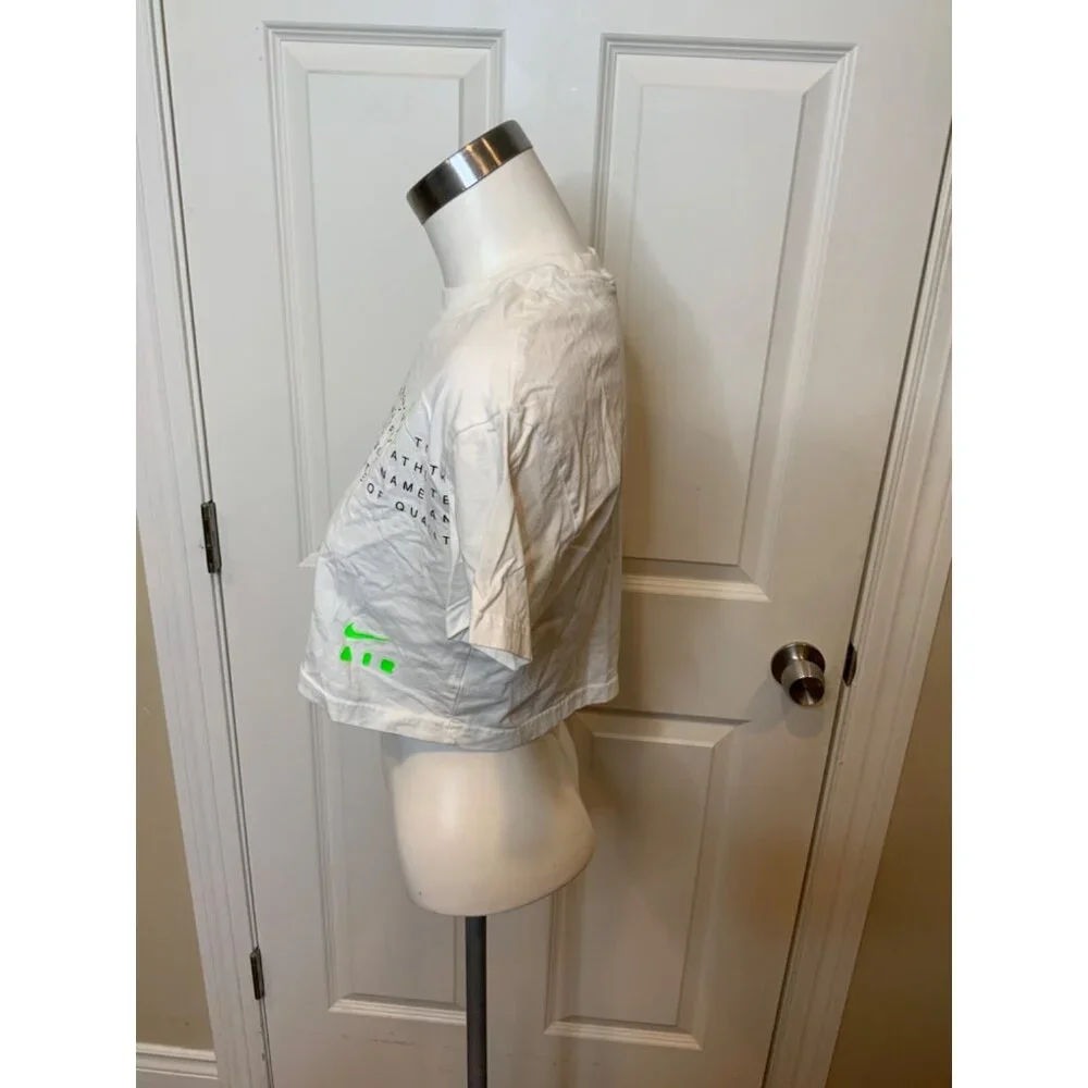 Nike White Short Sleeve Affirmation Cropped T-Shirt, Size Small